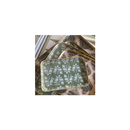 plateau métal Alhambra 15*25 olive, bord doré