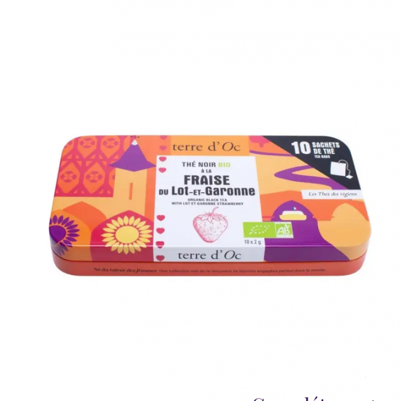 boite nomade 10 sachets thé noir bio fraise régions