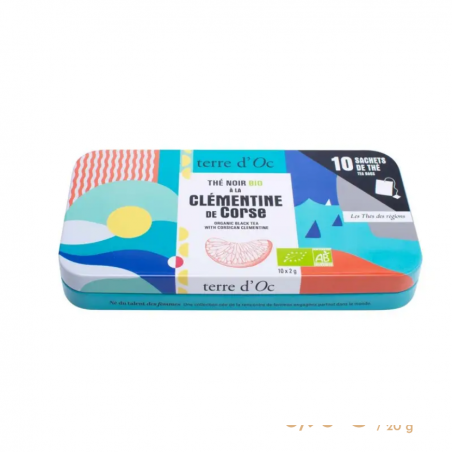 boite nomade 10 sachets thé noir bio clémentine régions