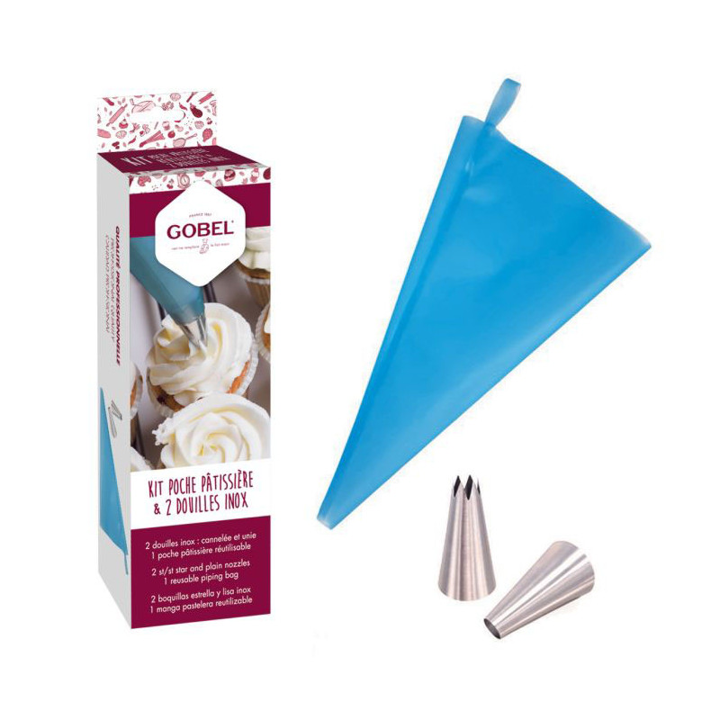 Kit 1 poche pâtissière petit format 35 cm et 2 douilles GOBEL