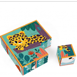 9 cubes en carton animaux