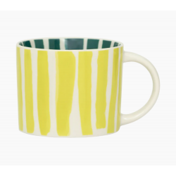 tasse tazza rayé jaune interieur vert