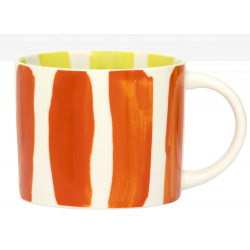 tasse tazza rayé orange interieur jaune