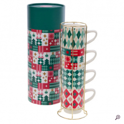 Coffret rack 4 tasses dejeuner santa