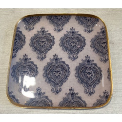 plateau métal Arles 20*20 lin, bord doré