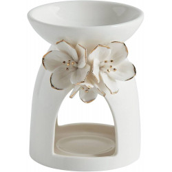 Brûle parfum amour de fleurs en céramique blanc