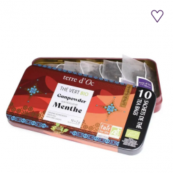 boite nomade 10 sachets thé vert bio à la menthe Chine