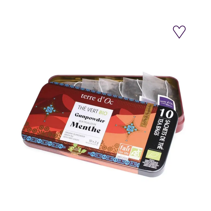 boite nomade 10 sachets thé vert bio à la menthe Chine