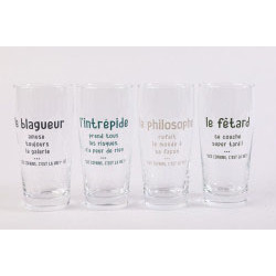 4 Verres à bière 33cl "LES COPAINS C'EST LA VIE" S. Janière