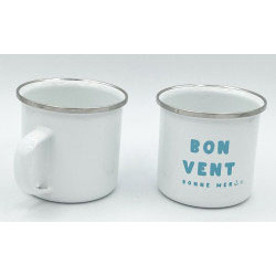 Mug émail blanc 35 cl Bon vent bonne mer Sophie Janière