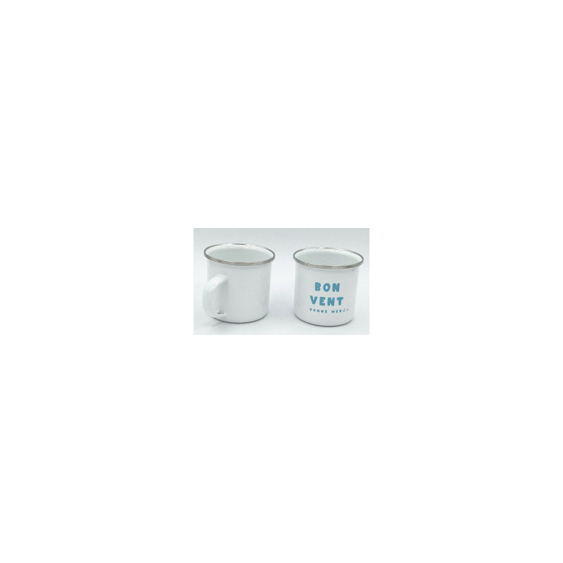 Mug émail blanc 35 cl Bon vent bonne mer Sophie Janière