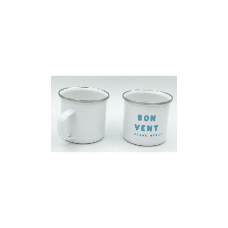 Mug émail blanc 35 cl Bon vent bonne mer Sophie Janière