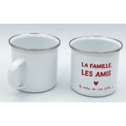 Mug émail blanc 35 cl la famille les amis Sophie Janière