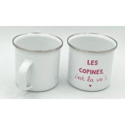 Mug émail blanc 35 cl les copines c'est la vie Sophie Janière