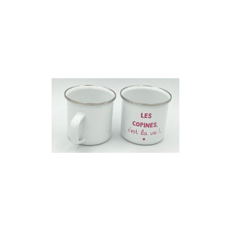 Mug émail blanc 35 cl les copines c'est la vie Sophie Janière