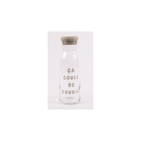 Carafe 1 litre ça coule de source bouchon liège sable