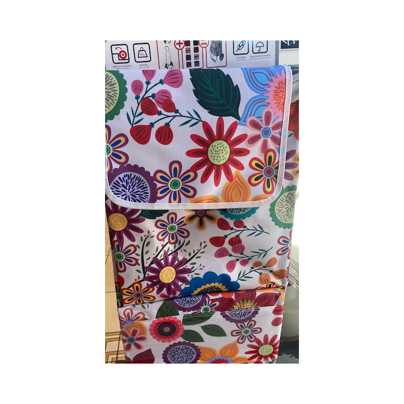 Caddie de courses 6 roues Paradis fleurs pop fond blanc Les Artistes