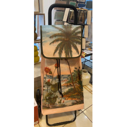 Caddie de courses 6 roues Plage palmiers rose Les Artistes