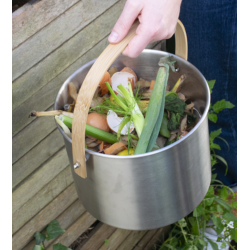 Seau à compost d'intérieur inox  7l métal/bambou filtre charbon  PEBBLY
