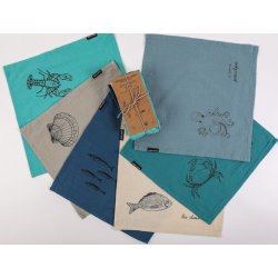 6 serviettes "Le vent en poulpe"40*40 Sophie janière