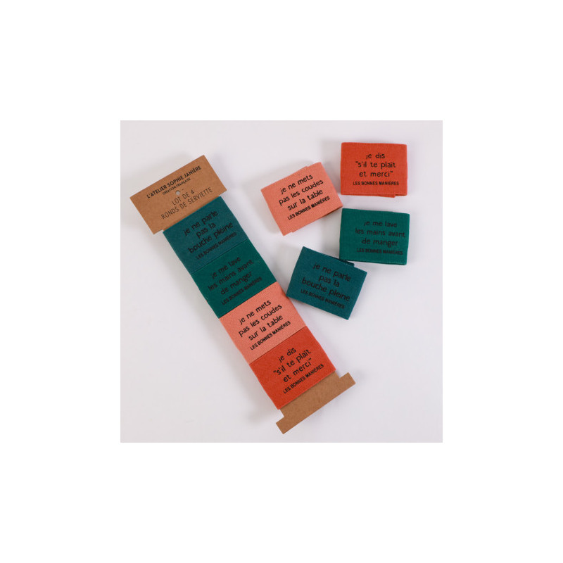 4 ronds de serviettes "Bonnes manières" S. janière