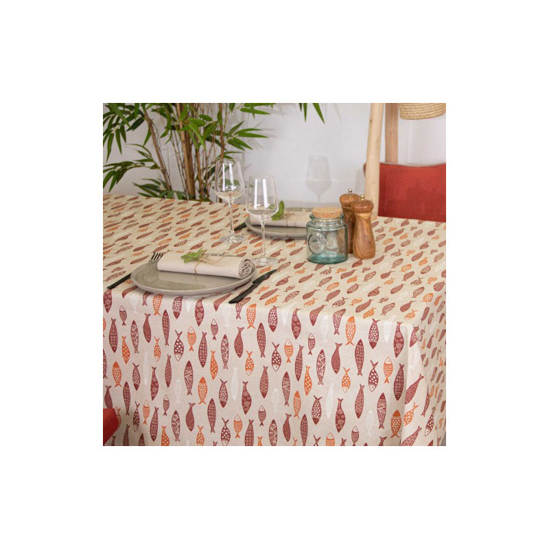 Nappe enduite SARDINE ronde 155 BRIQUE