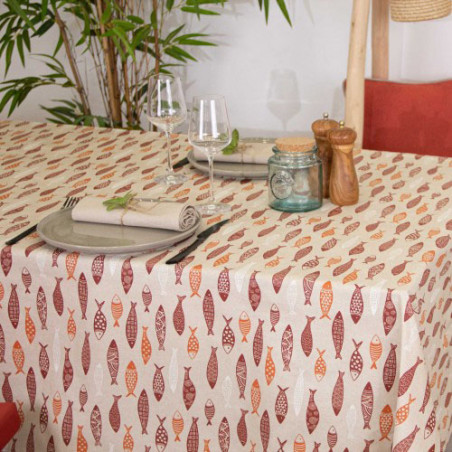 Nappe enduite SARDINE ronde 155 BRIQUE