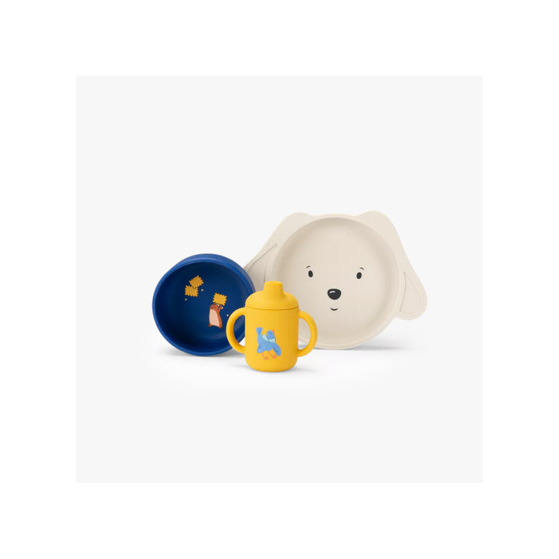 set de vaisselle silicone Puce et Pilou Moulin Roty
