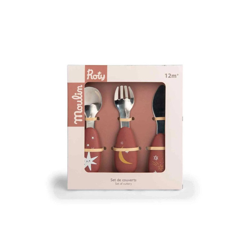 set de couverts silicone Apres la pluie  Moulin Roty