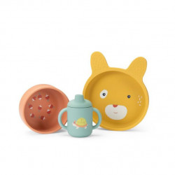 set de vaisselle silicone Trois petits lapins Moulin Roty
