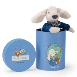 poupee chien pilou bleu en boite Puce et Pilou Moulin Roty