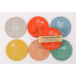 6 dessous de verre cocktails S.Janière
