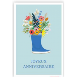 Carte anniversaire botte fleurs