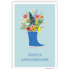 Carte anniversaire botte fleurs
