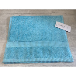 Serviette de toilette invité turquoise VENUS COTON ET LIN