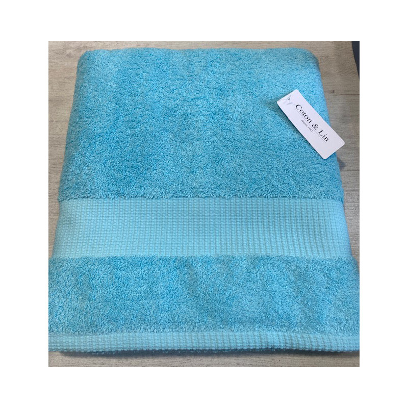 Drap de bain 100* 150  Turquoise VENUS COTON ET LIN
