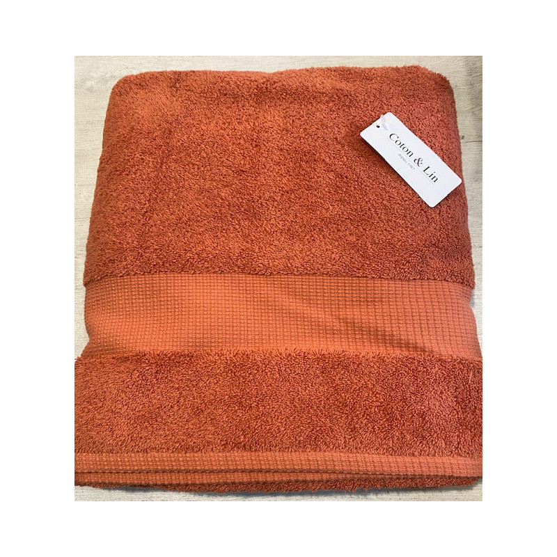 Drap de bain 100* 150  Terracotta VENUS COTON ET LIN