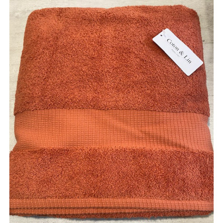 Drap de bain 100* 150  Terracotta VENUS COTON ET LIN
