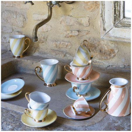 Tasse à thé recamier rayures pastel
