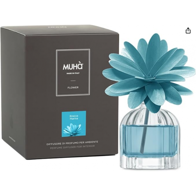 Diffuseur fleur 60 ml bleu brise marine MUHA
