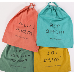 Bavoir élastique enfant "J'ai faim" messages assortis