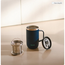 Mug tisaniere  isotherme 470 ml inox bleu nuit QWETCH