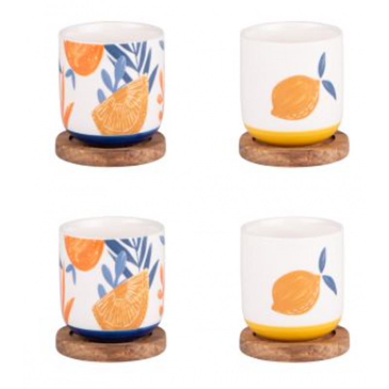 Coffret 4 tasses+sous tasses Sicilia Bastide