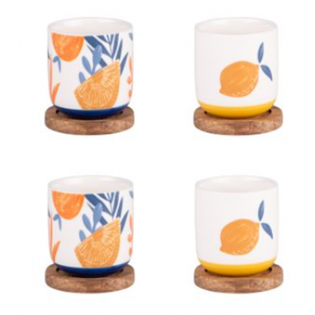 Coffret 4 tasses+sous tasses Sicilia Bastide