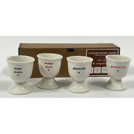 set de 4 coquetiers "Famille Poule"