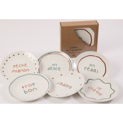 Coffret 6 assiettes messages Ø19cm s. janiere