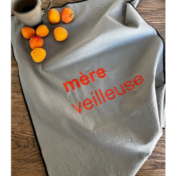 Torchon brodé Mère veilleuse orange Les chahutées
