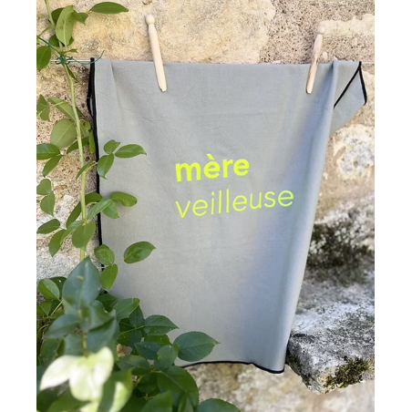 Torchon Mère Veilleuse jaune lin lavé Les chahutées