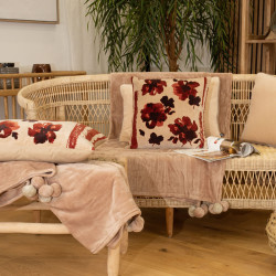 Plaid pompons 130*170 rose