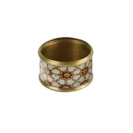 rond de serviette laiton emaillé Zellige ocre/brick